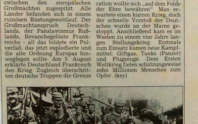 Am 1. August 1914 begann der Erste Weltkrieg