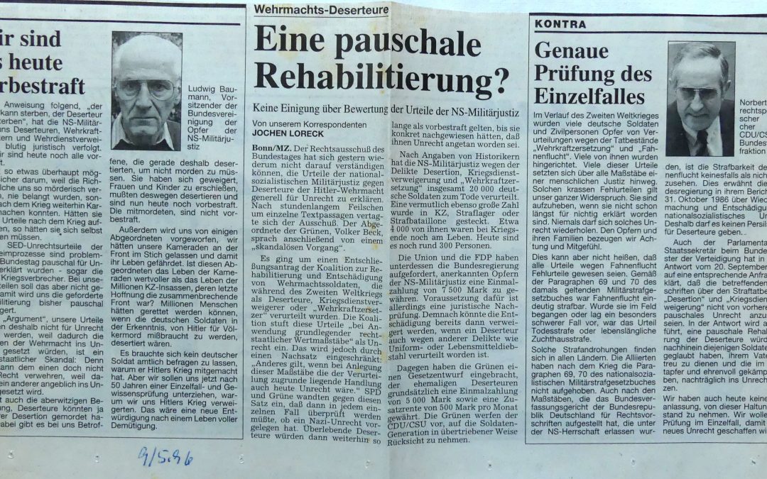 Wehrmachts-Deserteure – Eine pauschale Rehabilitierung?