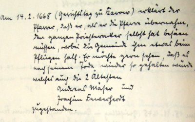 Pfarrer bestellt den Priesteracker selbst in Karow 1668