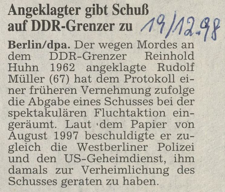 Angeklagter gibt Schuß auf DDR-Grenzer zu
