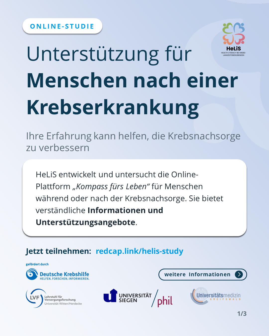 HeLiS Online-Studie – Unterstützung für Menschen nach einer Krebserkrankung
